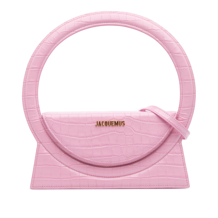 Jacquemus Crocodile Embossed Cuir de veau Le Sac Rond Bag Rose