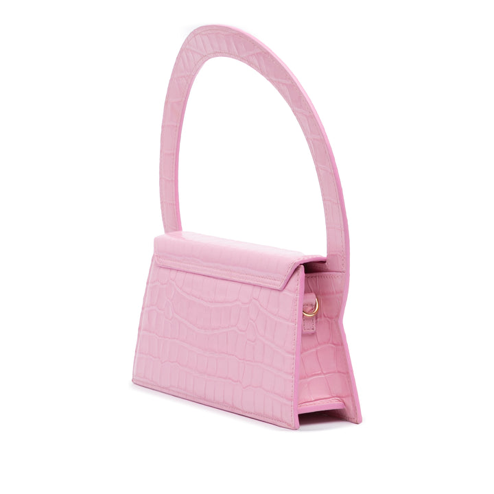 Jacquemus Crocodile Embossed Cuir de veau Le Sac Rond Bag Rose