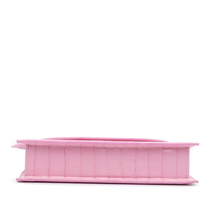 Jacquemus Crocodile Embossed Cuir de veau Le Sac Rond Bag Rose