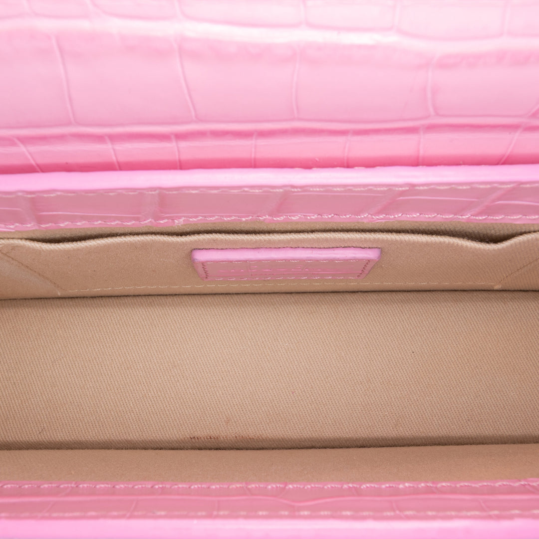 Jacquemus Crocodile Embossed Cuir de veau Le Sac Rond Bag Rose