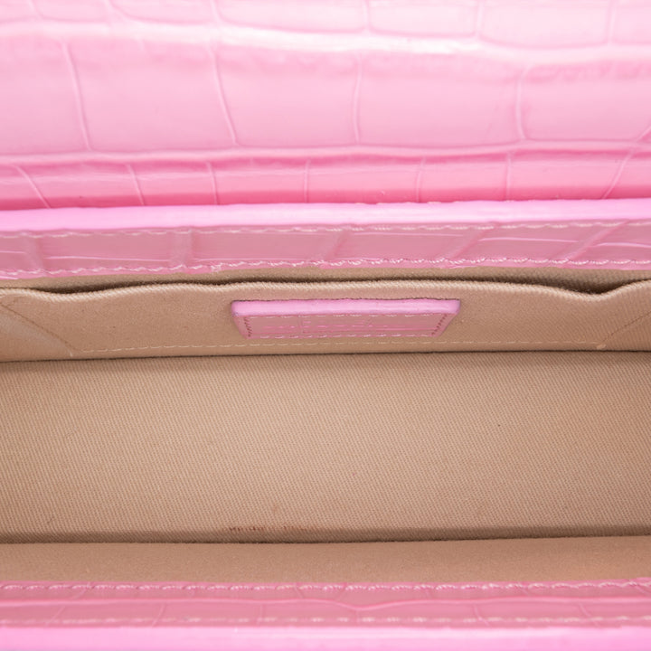 Jacquemus Crocodile Embossed Cuir de veau Le Sac Rond Bag Rose