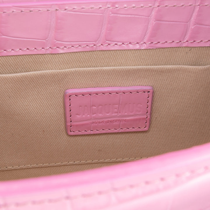 Jacquemus Crocodile Embossed Cuir de veau Le Sac Rond Bag Rose