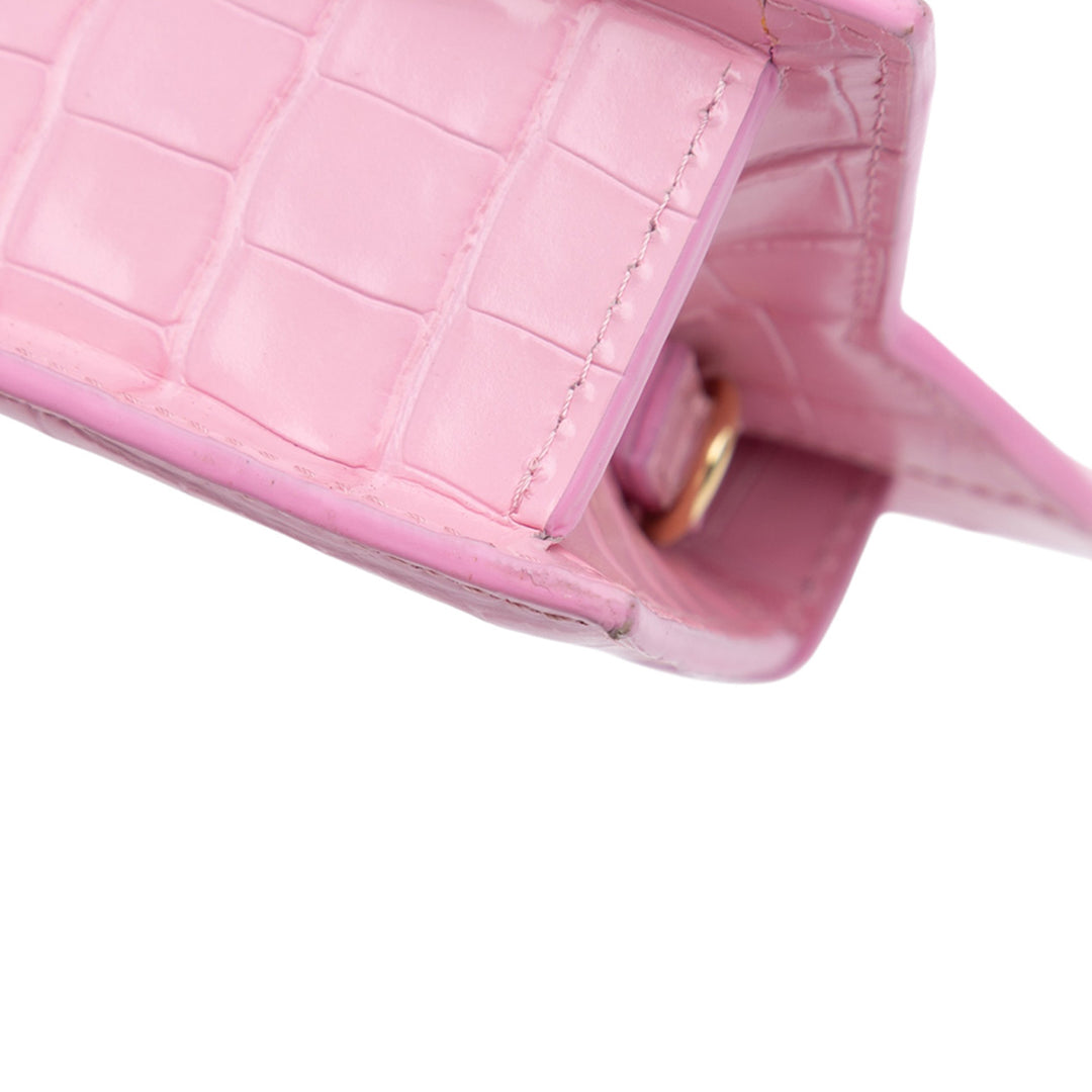 Jacquemus Crocodile Embossed Cuir de veau Le Sac Rond Bag Rose