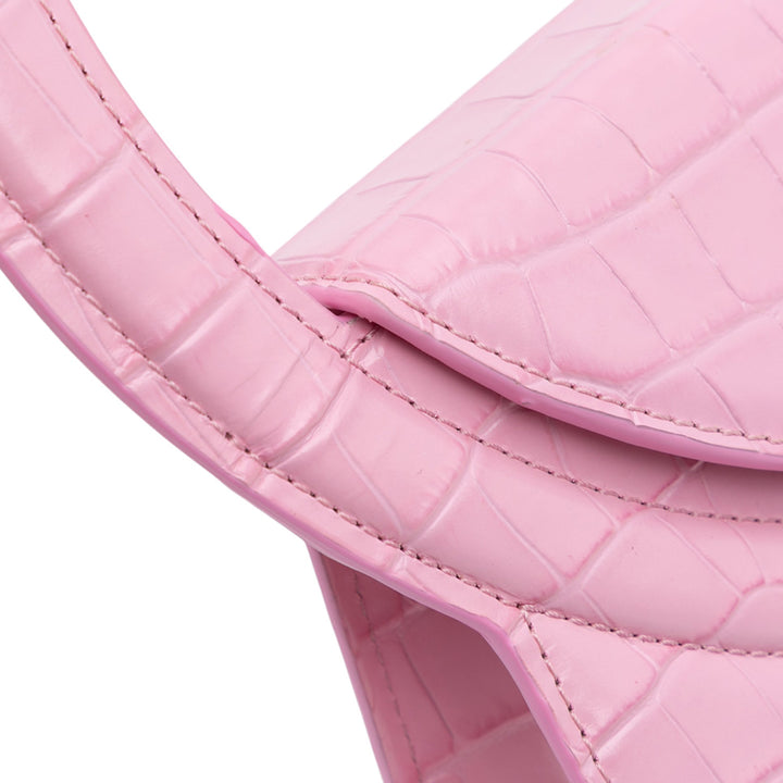 Jacquemus Crocodile Embossed Cuir de veau Le Sac Rond Bag Rose