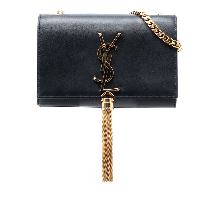 Saint Laurent Small Smooth Cuir de veau Monogram Kate Pompon Sac porté croisé