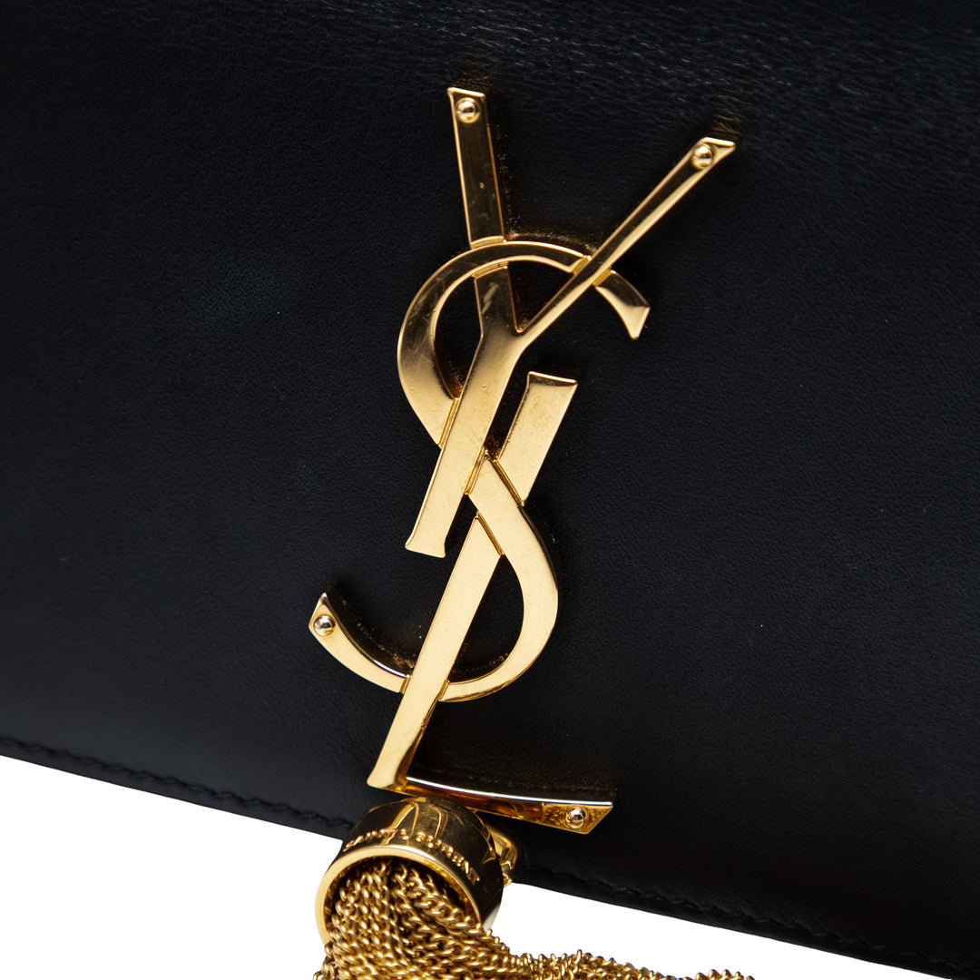 Saint Laurent Small Smooth Cuir de veau Monogram Kate Pompon Sac porté croisé