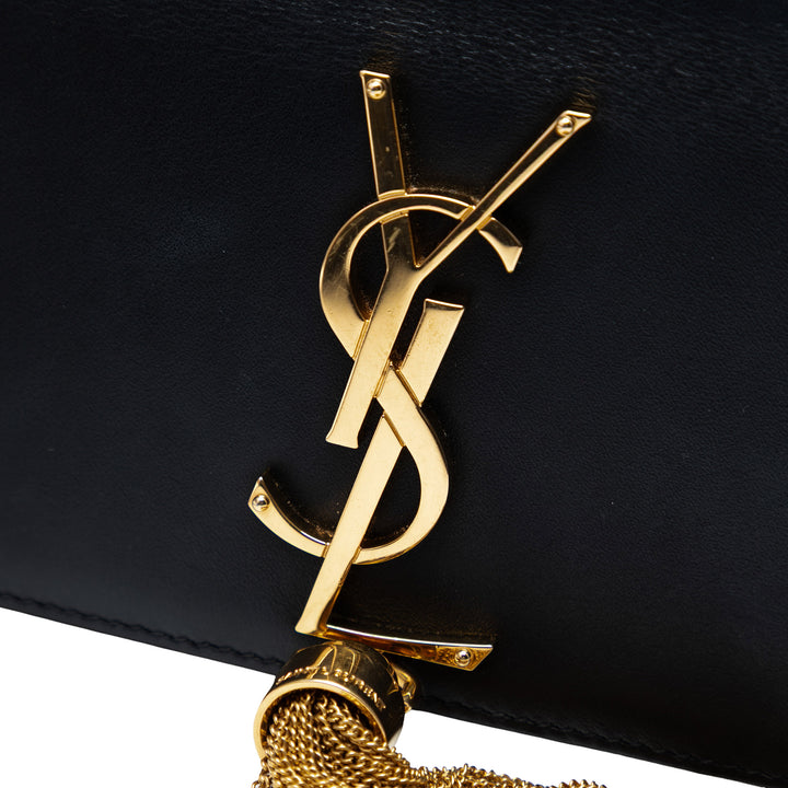 Saint Laurent Small Smooth Cuir de veau Monogram Kate Pompon Sac porté croisé