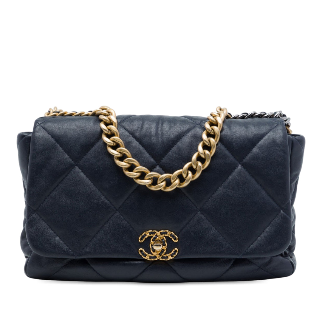 19 à rabat Maxi Cuir d'agneau Bleu
