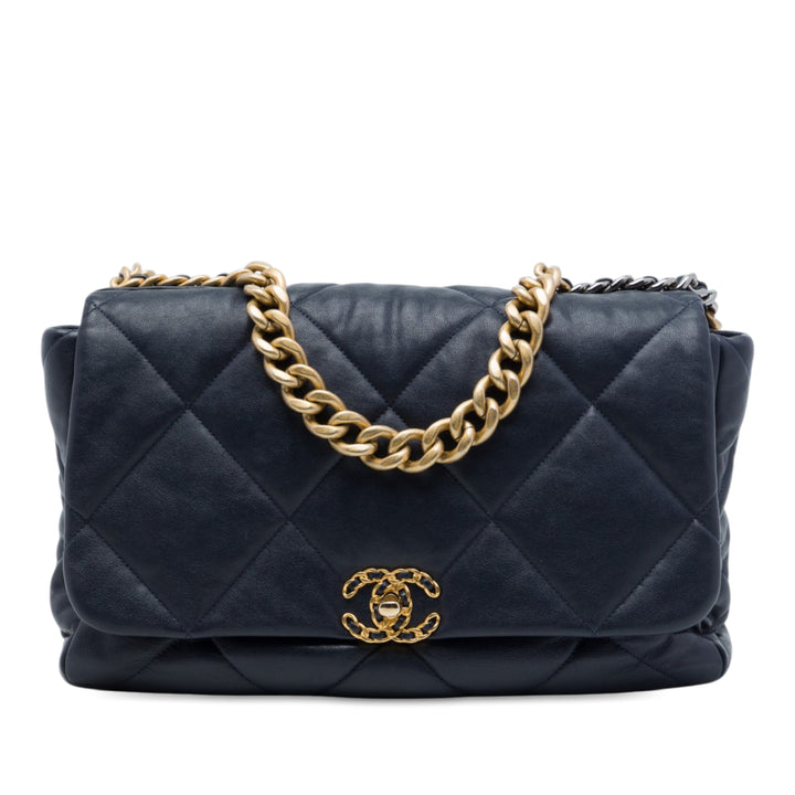 19 à rabat Maxi Cuir d'agneau Bleu