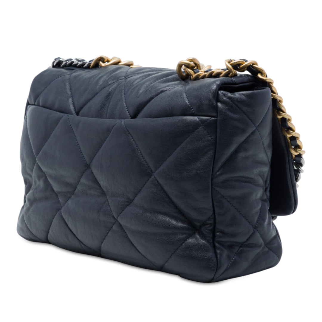 19 à rabat Maxi Cuir d'agneau Bleu