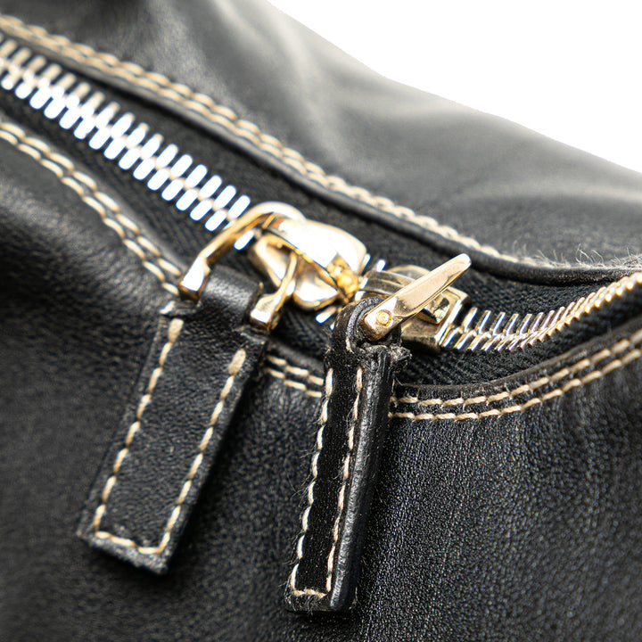 Leather Shoulder Bag Black - Gaby Paris