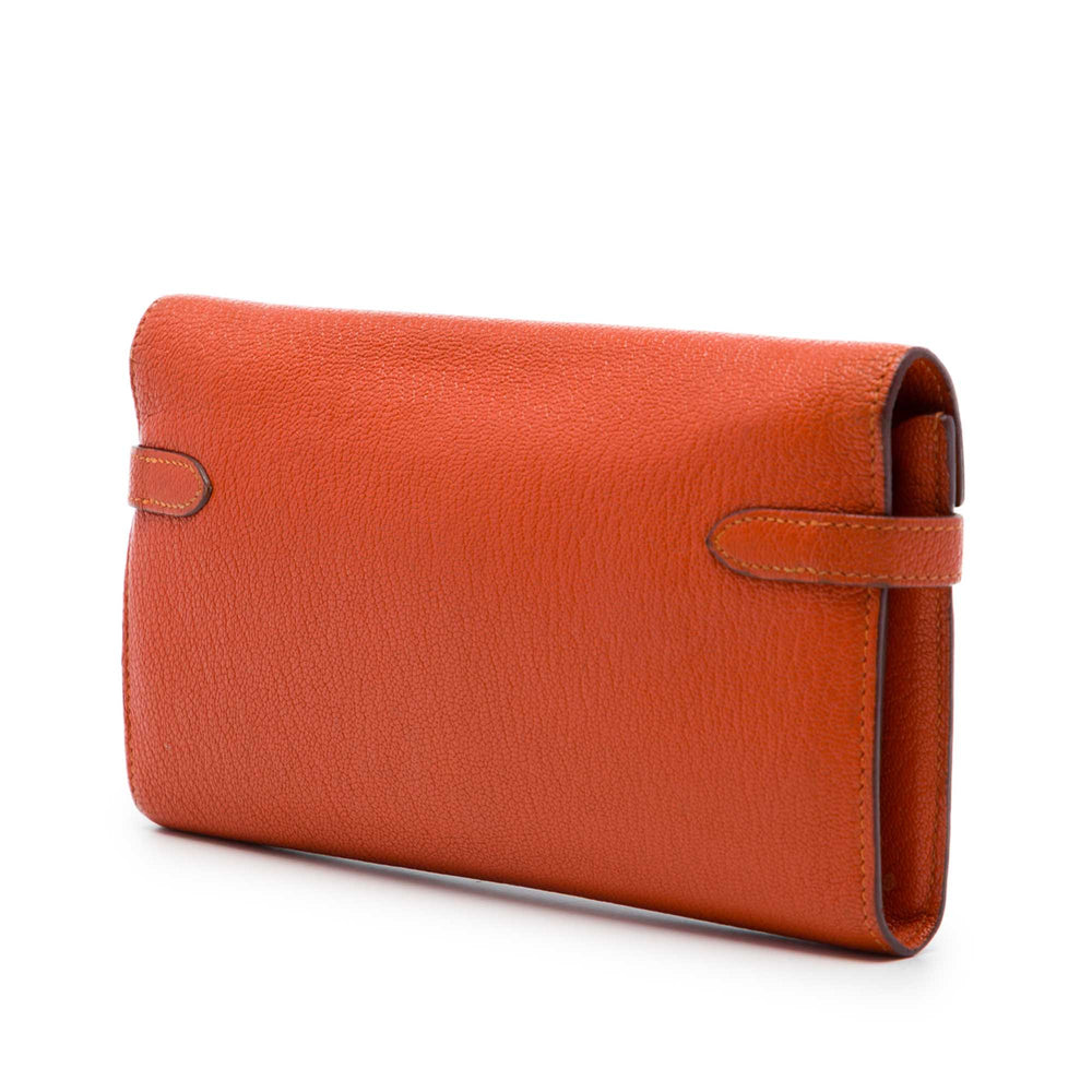 Hermès Chevre Mysore Kelly Longue Portefeuille Orange – vue 2 – GABY PARIS