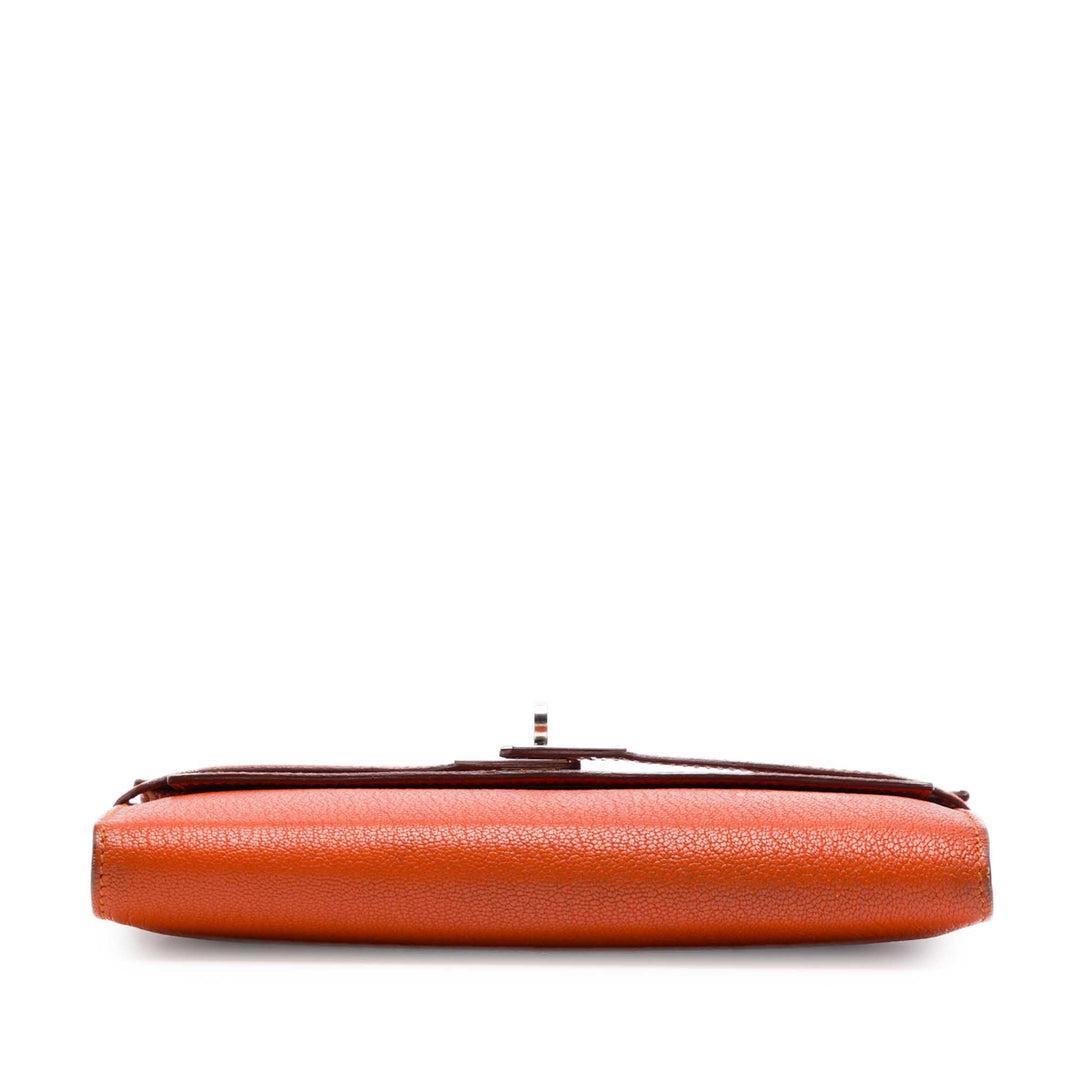 Hermès Chevre Mysore Kelly Longue Portefeuille Orange – vue 3 – GABY PARIS