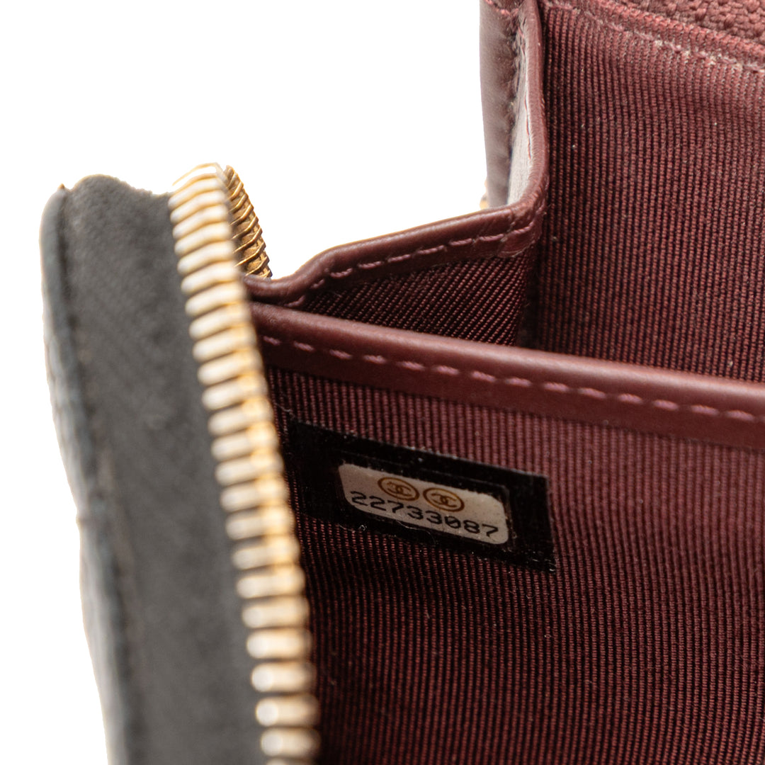 Chanel CC Quilted Caviar Zip Around Long Wallet Noir