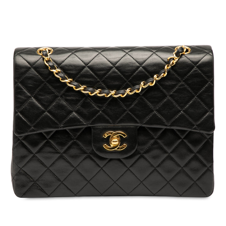 Chanel Medium Tall Classic Cuir d’agneau Double rabat Noir – GABY PARIS Authentique