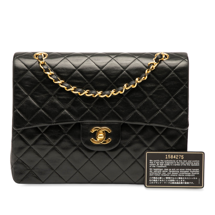 Chanel Medium Tall Classic Cuir d’agneau Double rabat Noir – GABY PARIS Authentique