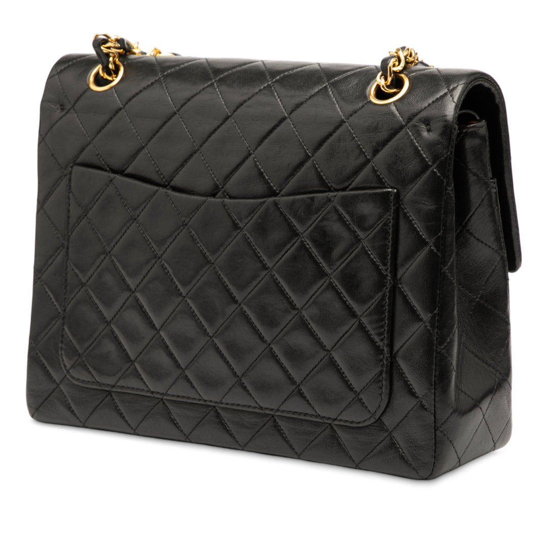 Chanel Medium Tall Classic Cuir d’agneau Double rabat Noir – GABY PARIS Authentique