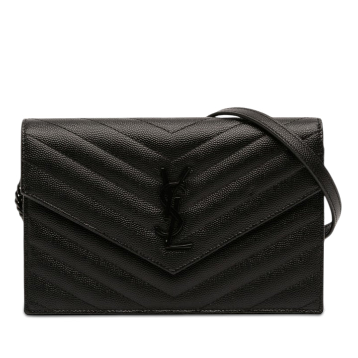 Saint Laurent Grain De Poudre Cassandre Monochrome Envelope Chain Portefeuille