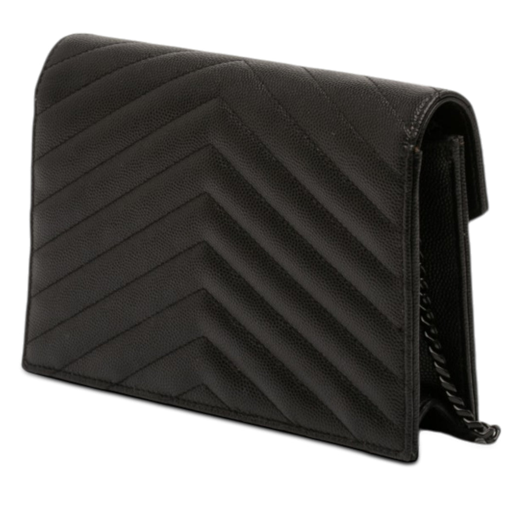 Saint Laurent Grain De Poudre Cassandre Monochrome Envelope Chain Portefeuille