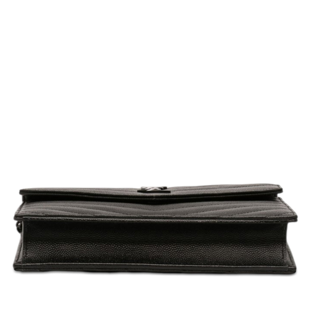 Saint Laurent Grain De Poudre Cassandre Monochrome Envelope Chain Portefeuille
