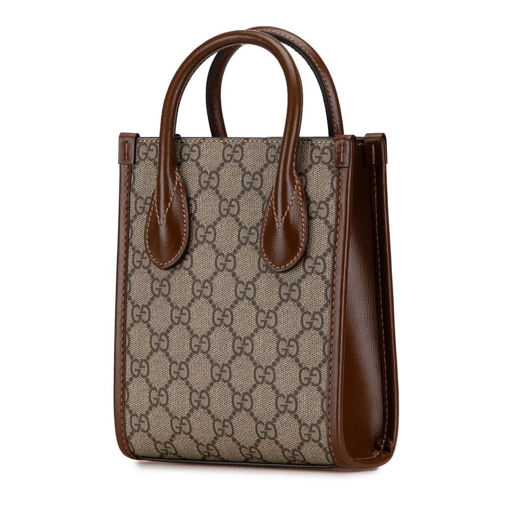 Gucci Mini GG Supreme Interlocking G Satchel Brown - GABY PARIS