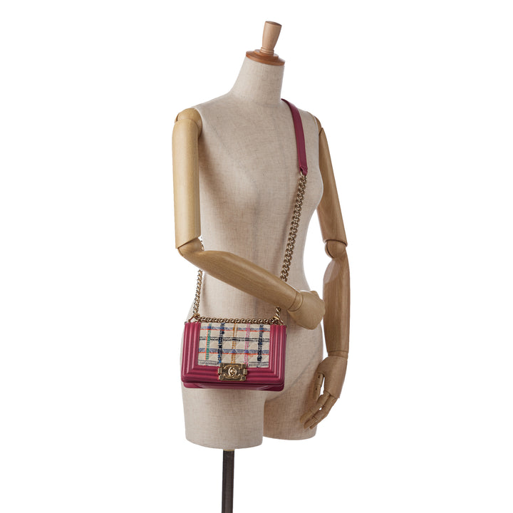 Small Tweed Boy Bag Pink - Gaby Paris