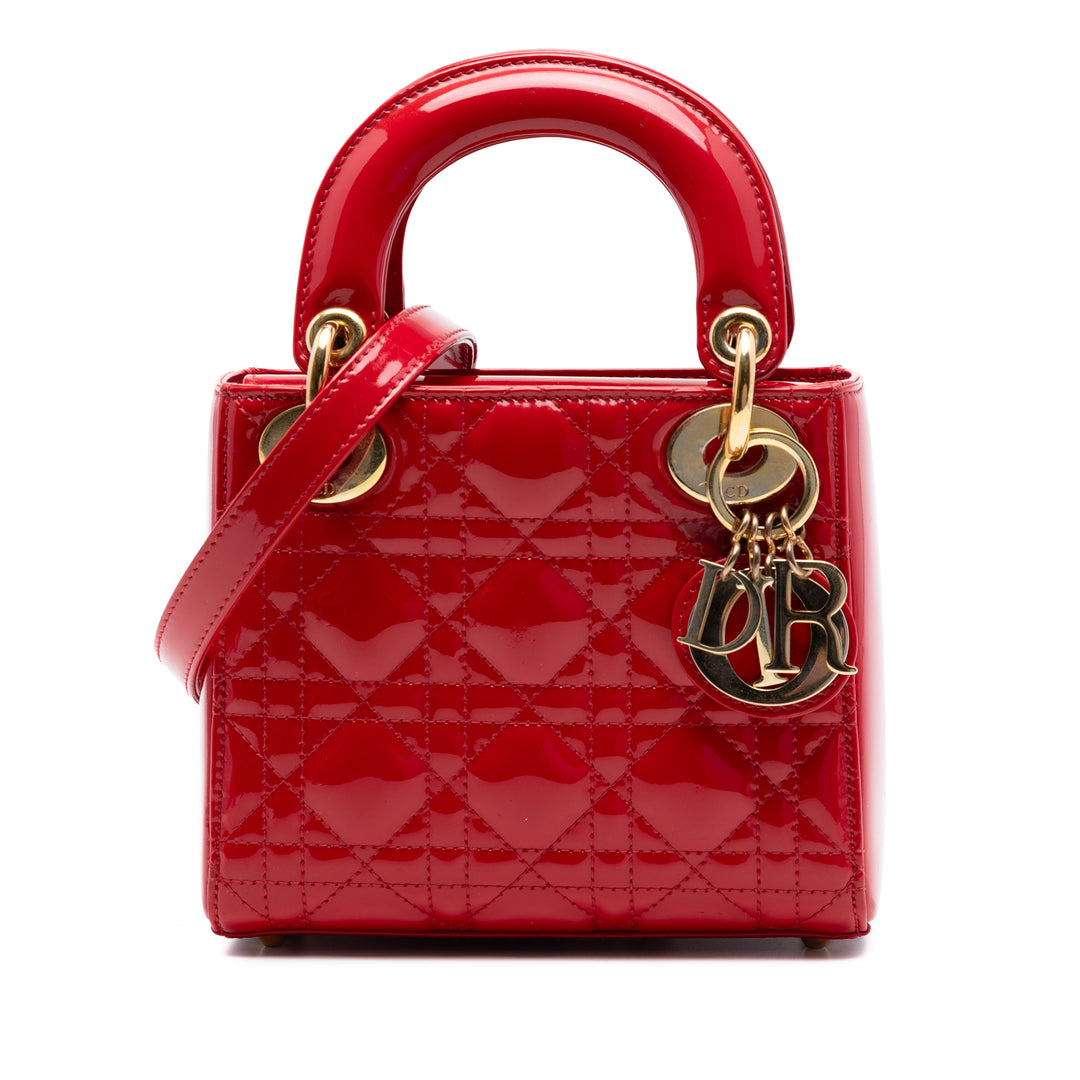 Dior Lady Dior Cannage Mini Rouge – vue principale – GABY PARIS