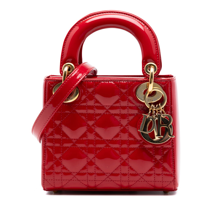 Dior Lady Dior Cannage Mini Rouge – vue principale – GABY PARIS