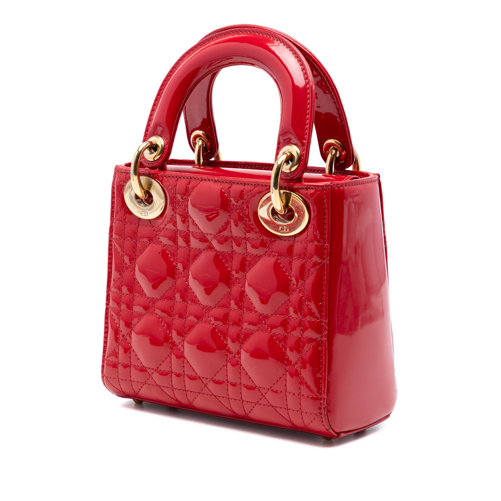 Dior Lady Dior Cannage Mini Rouge – vue 2 – GABY PARIS