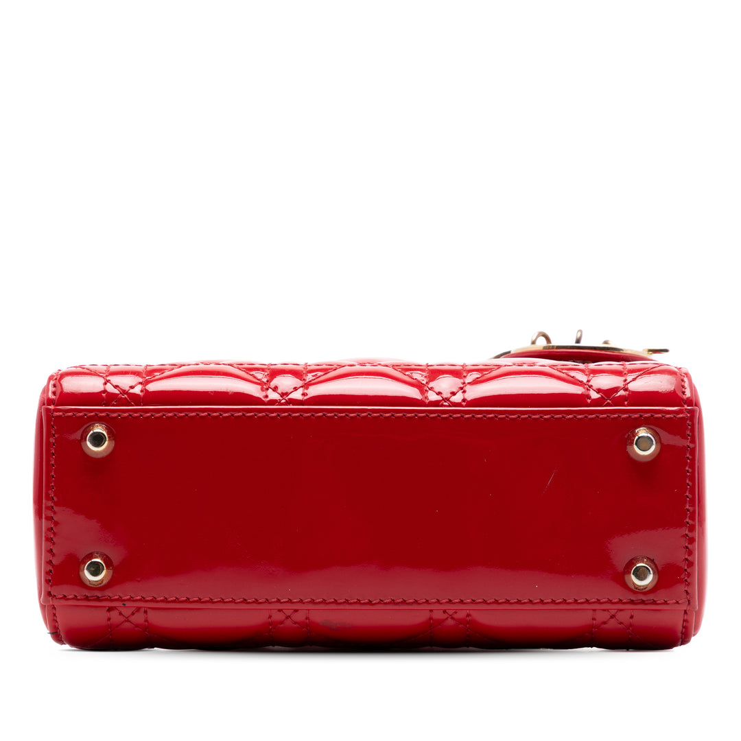 Dior Lady Dior Cannage Mini Rouge – vue 3 – GABY PARIS
