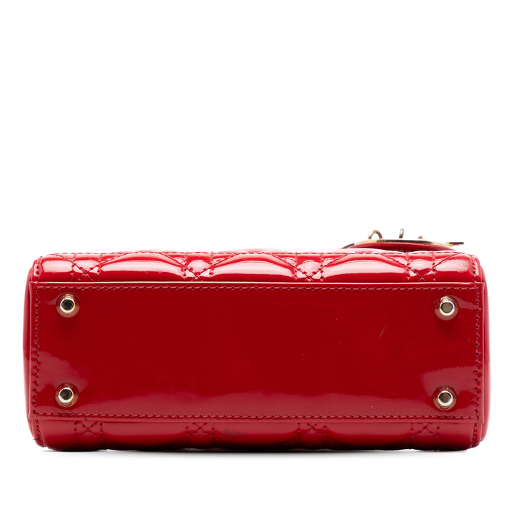 Dior Lady Dior Cannage Mini Rouge – vue 3 – GABY PARIS