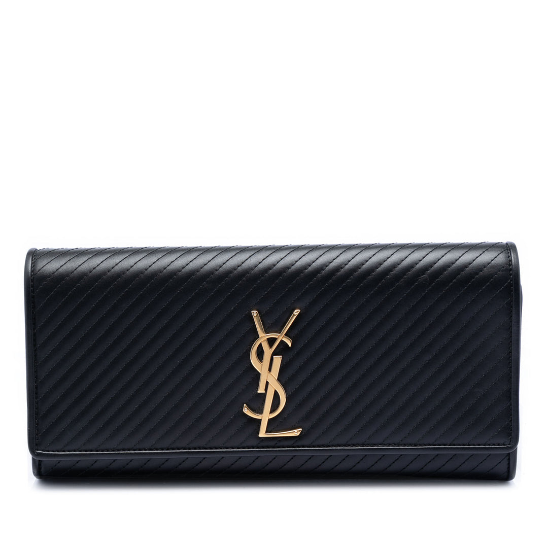 Saint Laurent Matelasse Diagonal Cuir de veau Monogram Cassandre Pochette