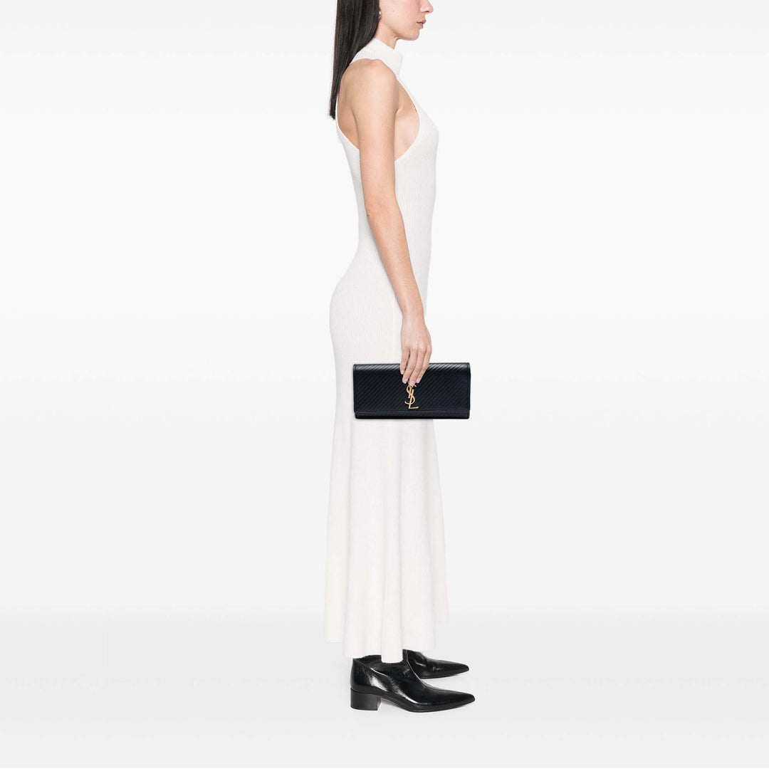 Saint Laurent Matelasse Diagonal Cuir de veau Monogram Cassandre Pochette