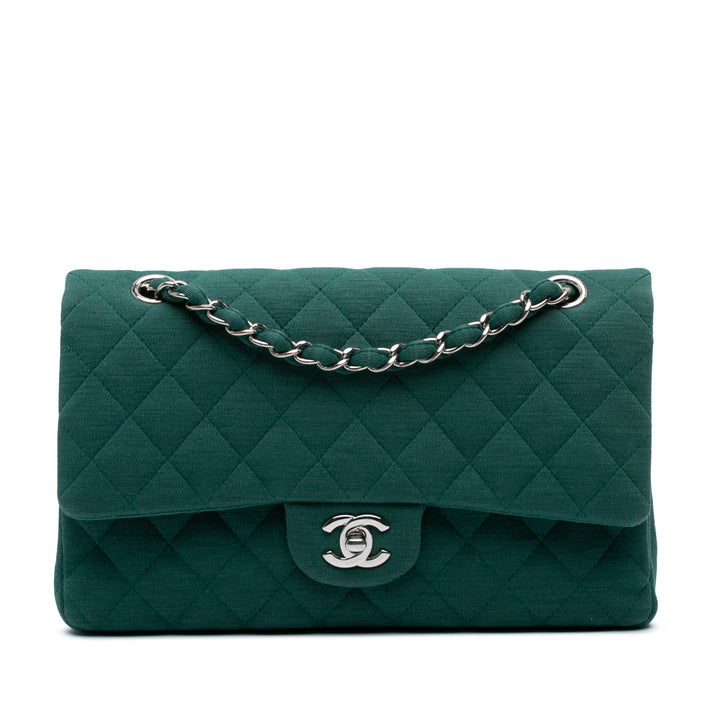 Medium Classic Jersey Double Flap Green - Gaby Paris