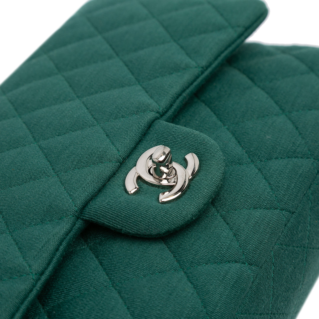Medium Classic Jersey Double Flap Green - Gaby Paris