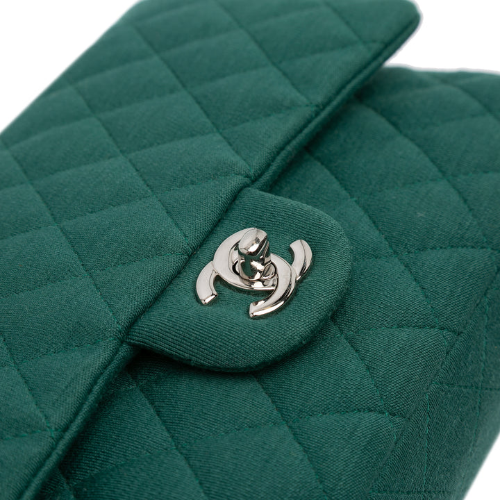 Medium Classic Jersey Double Flap Green - Gaby Paris