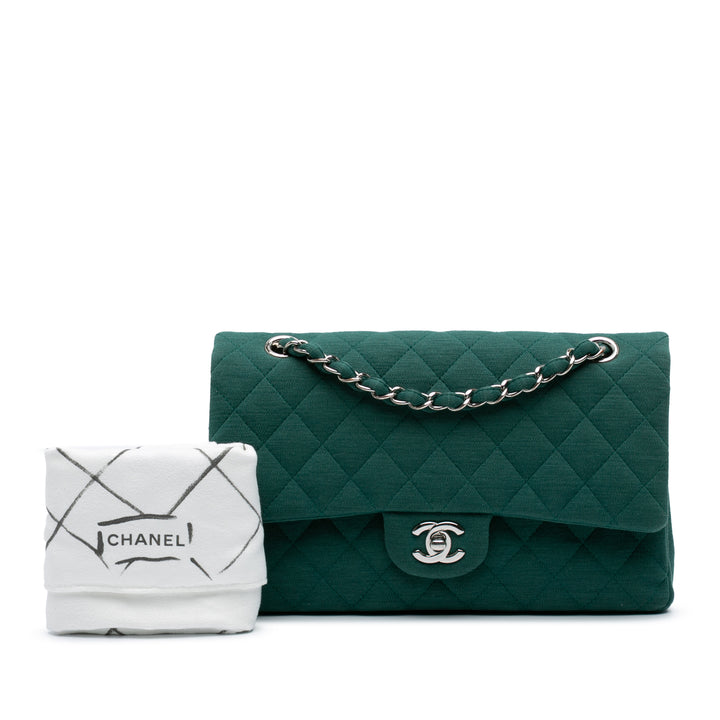Medium Classic Jersey Double Flap Green - Gaby Paris