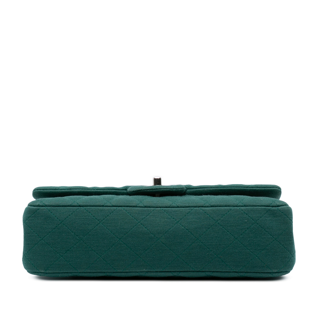 Medium Classic Jersey Double Flap Green - Gaby Paris