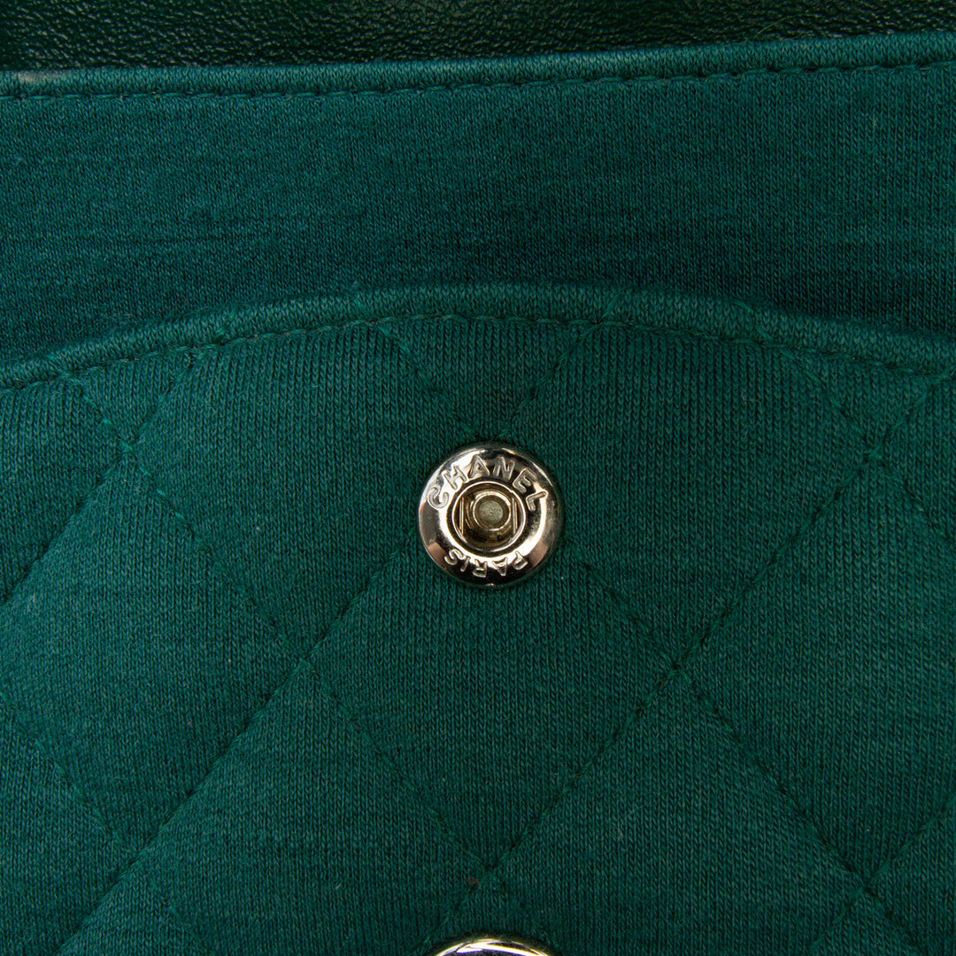 Medium Classic Jersey Double Flap Green - Gaby Paris