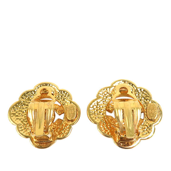 Chanel CC plaqué Logo Flower À clip Boucles d'oreilles Doré – vue 2 – GABY PARIS