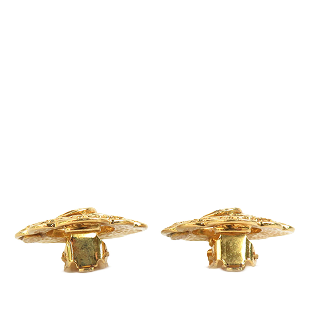 Chanel CC plaqué Logo Flower À clip Boucles d'oreilles Doré – vue 3 – GABY PARIS