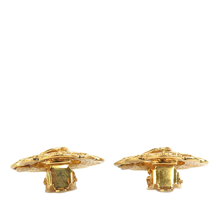 Chanel CC plaqué Logo Flower À clip Boucles d'oreilles Doré – vue 3 – GABY PARIS