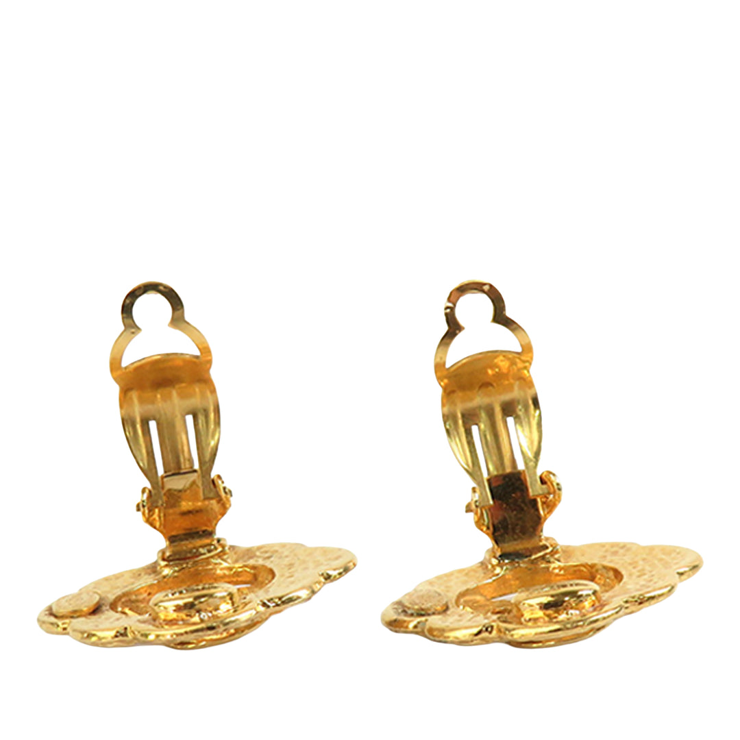 Chanel CC plaqué Logo Flower À clip Boucles d'oreilles Doré – vue 5 – GABY PARIS