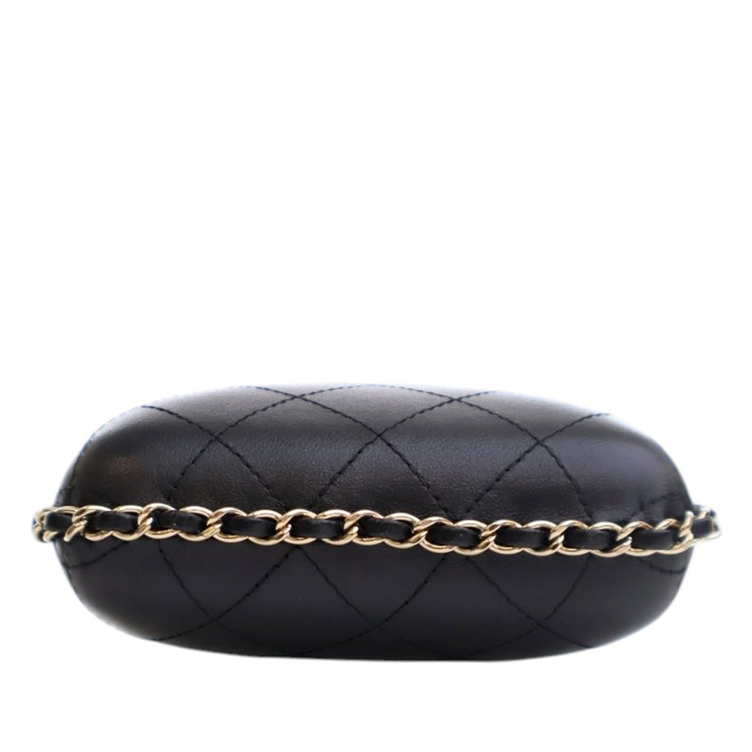 Chanel CC Quilted Cuir d’agneau Chain Around Phone Holder Noir