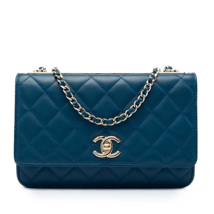 Chanel Matelassé Trendy CC Wallet on Chain Cuir d'agneau Bleu