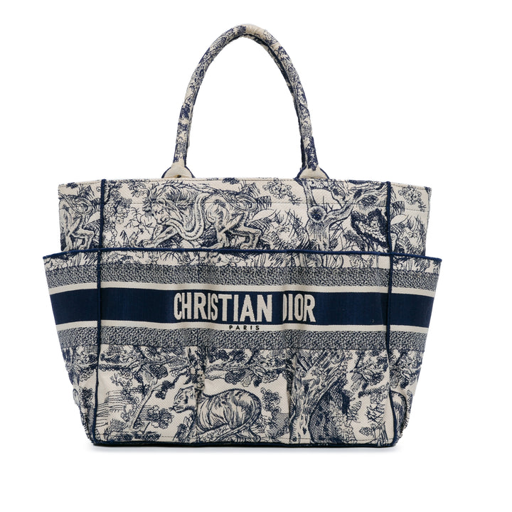 Dior Embroidered Toile De Jouy Catherine Tote Blue - GABY PARIS