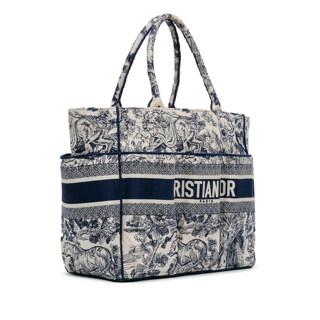 Dior Embroidered Toile De Jouy Catherine Tote Blue - GABY PARIS