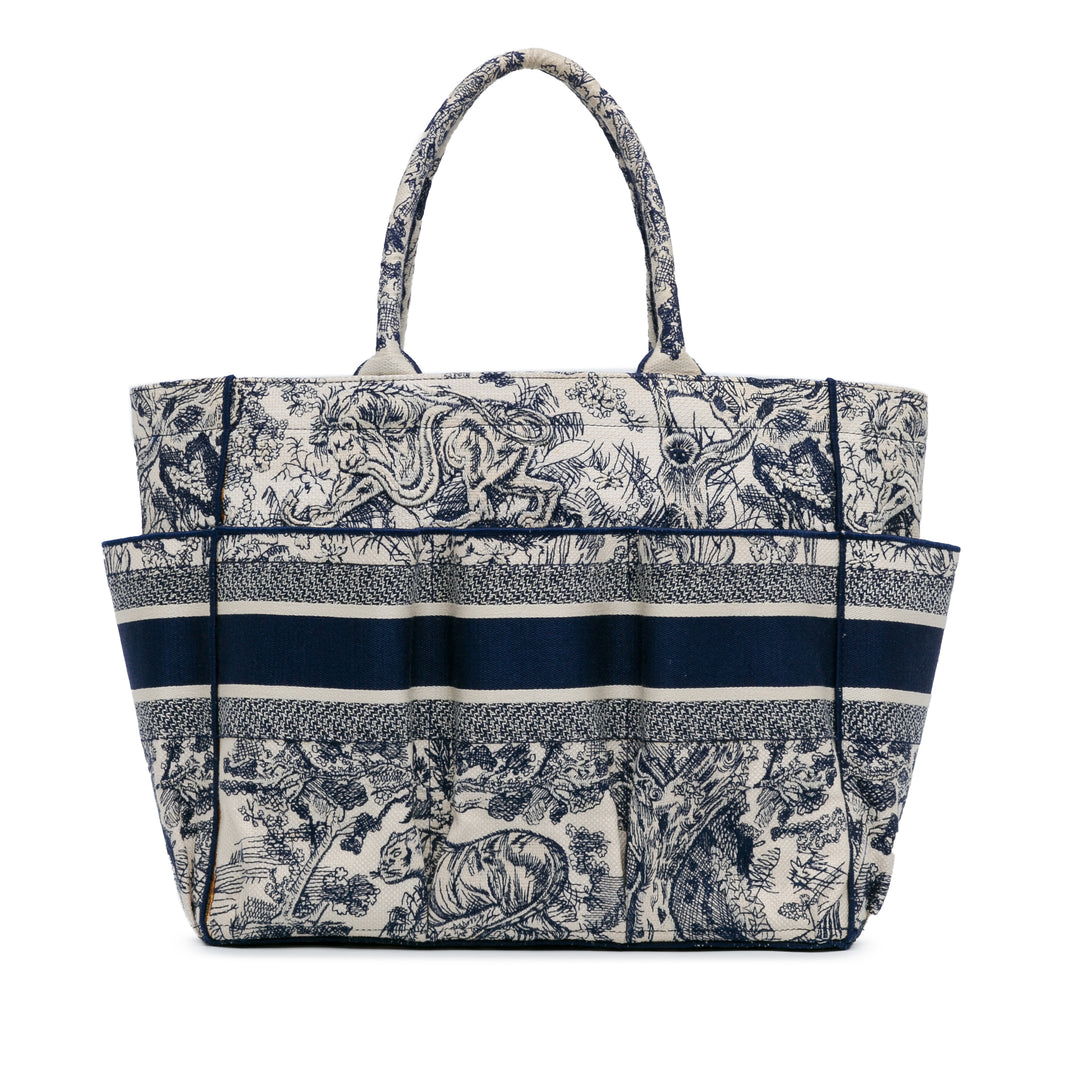 Dior Embroidered Toile De Jouy Catherine Tote Blue - GABY PARIS