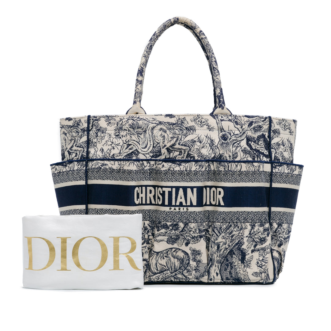 Dior Embroidered Toile De Jouy Catherine Tote Blue - GABY PARIS