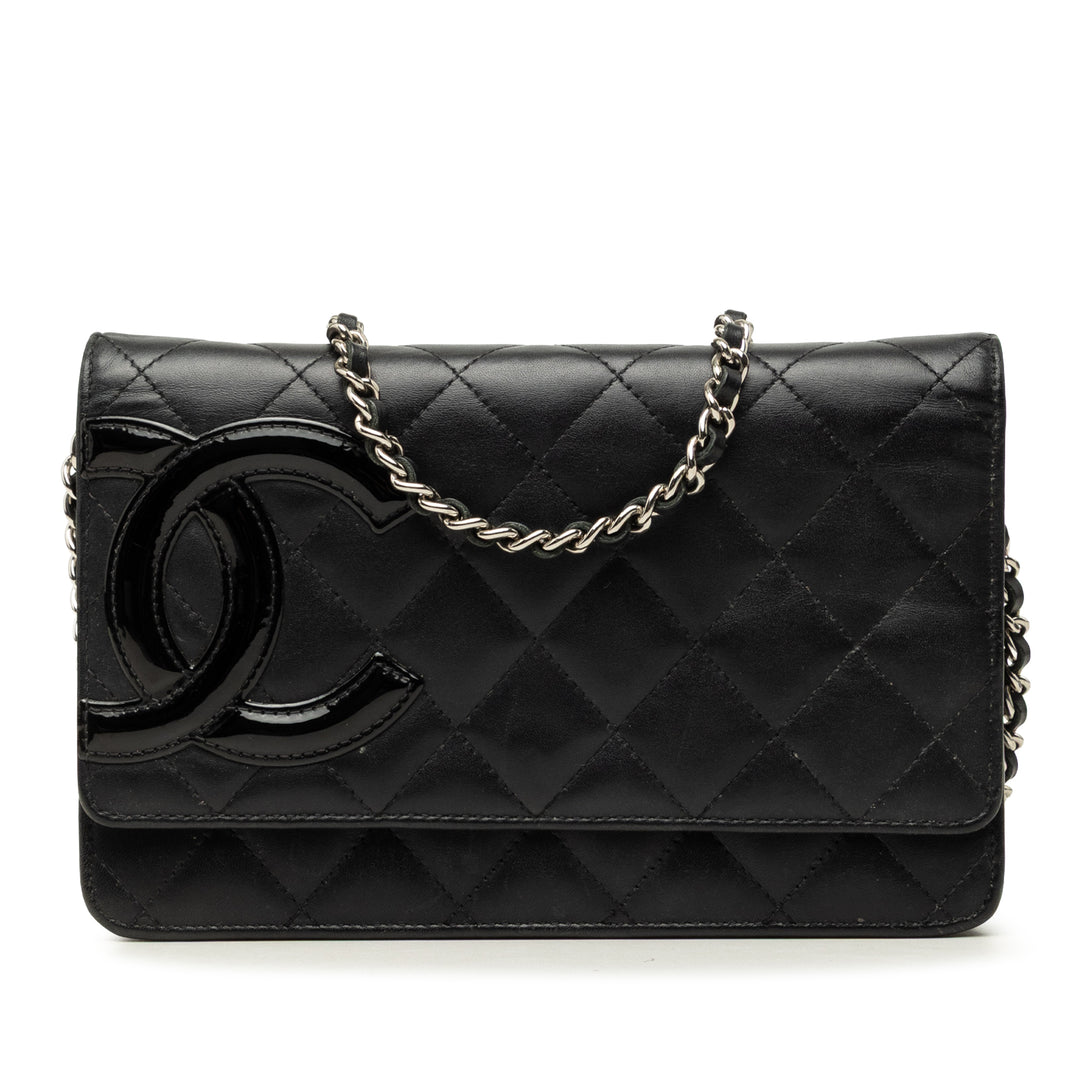 Matelassé Cambon Ligne Wallet on Chain Cuir d'agneau Noir